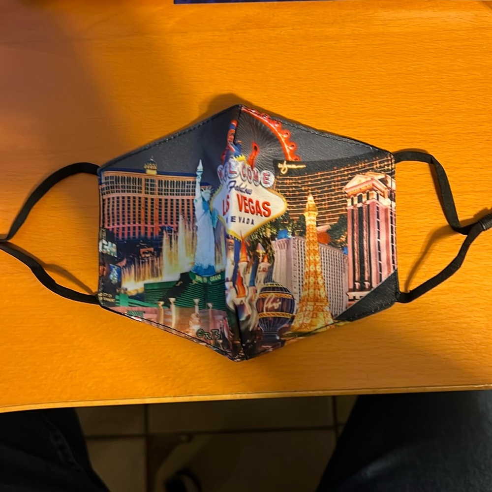 A Las Vegas Souvenir Face Mask with Adjustable Ear Straps